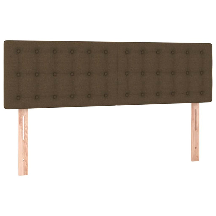 sengegavl med LED-lys 144x5x78/88 cm stof mørkebrun