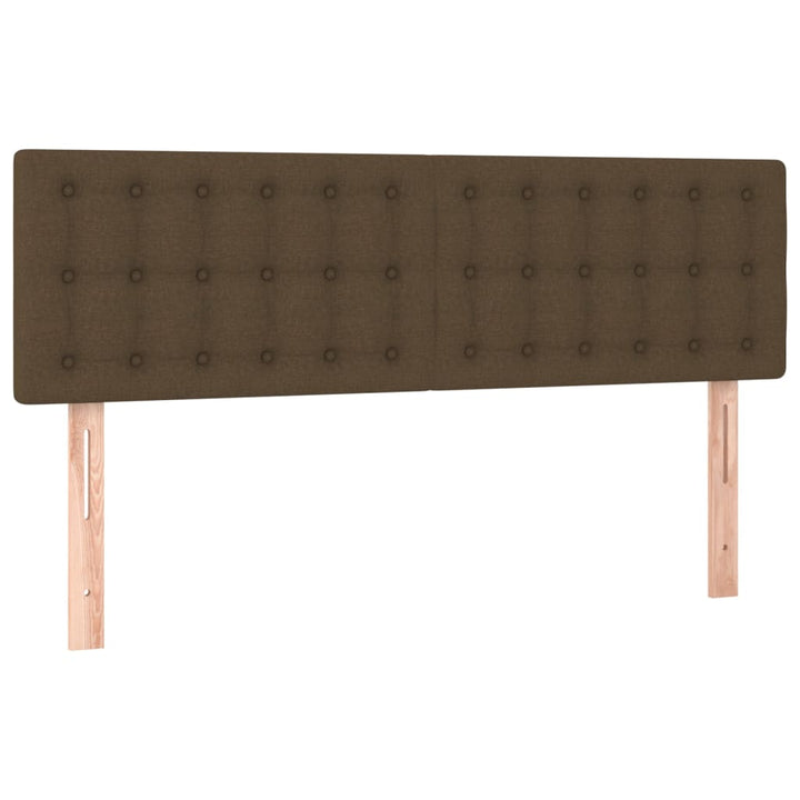 sengegavl med LED-lys 144x5x78/88 cm stof mørkebrun