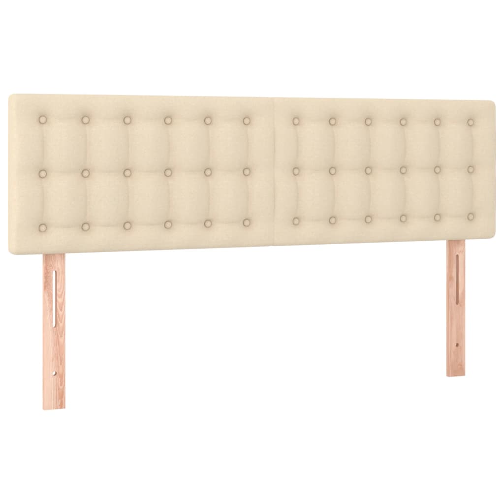 sengegavl med LED-lys 144x5x78/88 cm stof cremefarvet