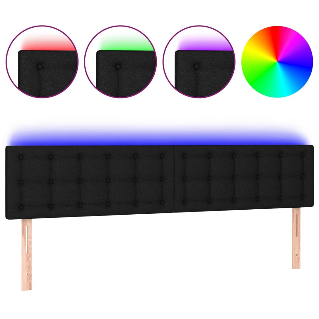 sengegavl med LED-lys 160x5x78/88 cm stof sort