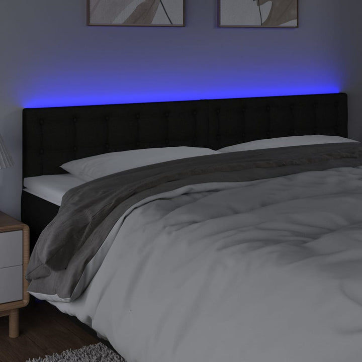 sengegavl med LED-lys 180x5x78/88 cm stof sort