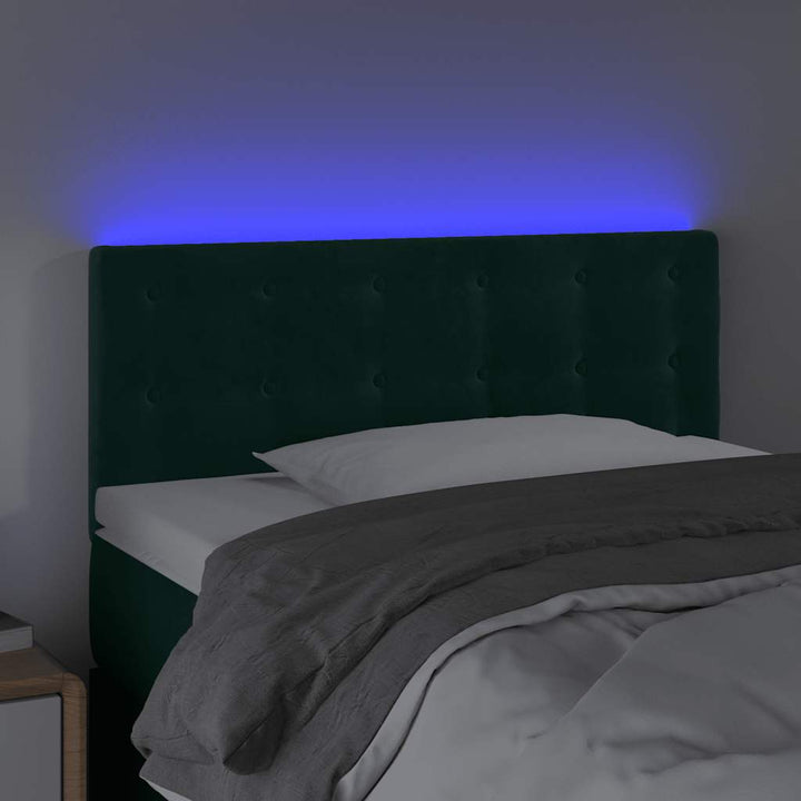 sengegavl med LED-lys 80x5x78/88 cm velour mørkegrøn