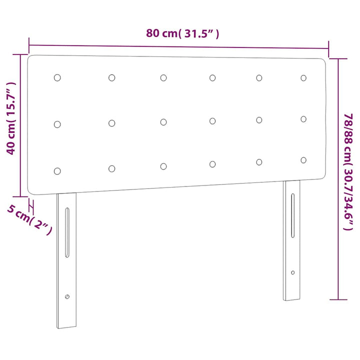 sengegavl med LED-lys 80x5x78/88 cm velour mørkegrøn