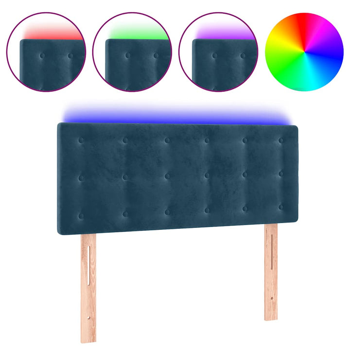 sengegavl med LED-lys 80x5x78/88 cm velour mørkeblå