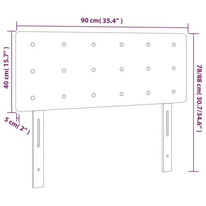 sengegavl med LED-lys 90x5x78/88 cm fløjl lyserød