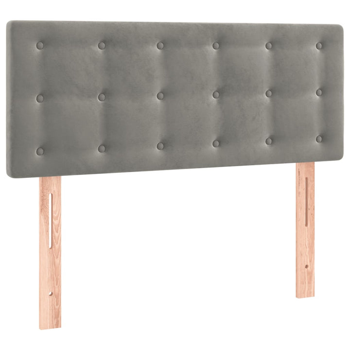 sengegavl med LED-lys 100x5x78/88 cm fløjl lysegrå