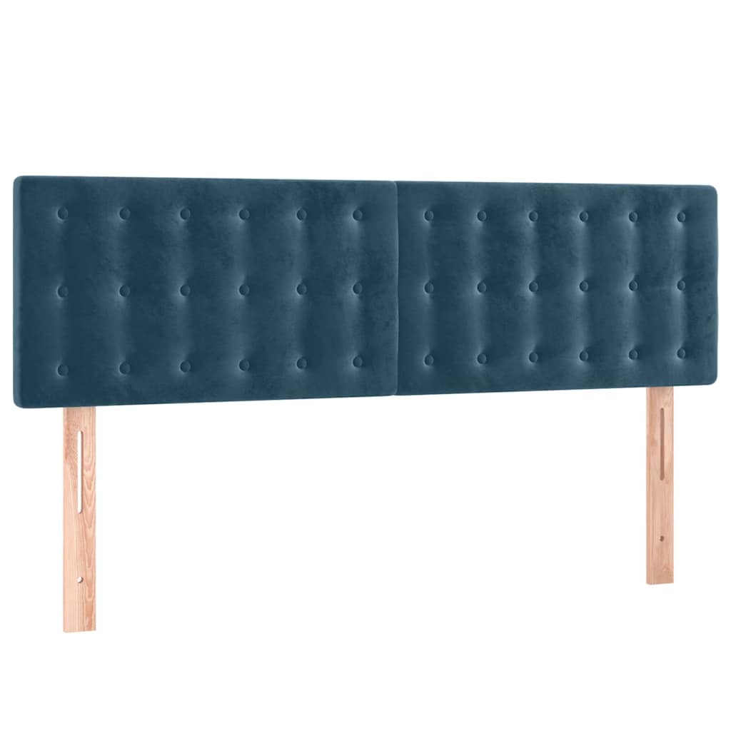 sengegavl med LED-lys 144x5x78/88 cm fløjl mørkeblå