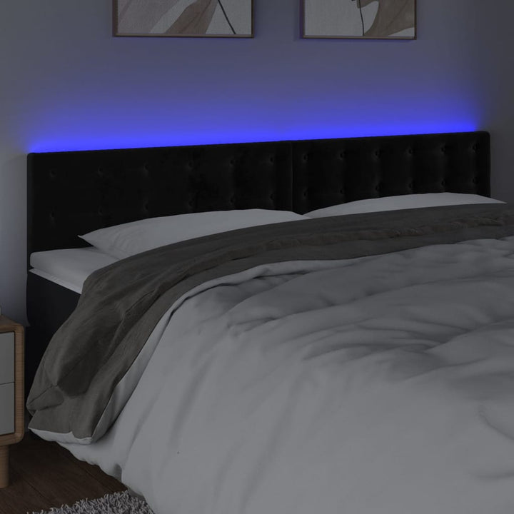 sengegavl med LED-lys 160x5x78/88 cm velour sort