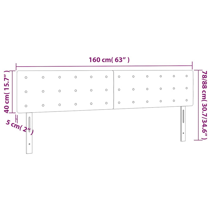 sengegavl med LED-lys 160x5x78/88 cm fløjl mørkeblå