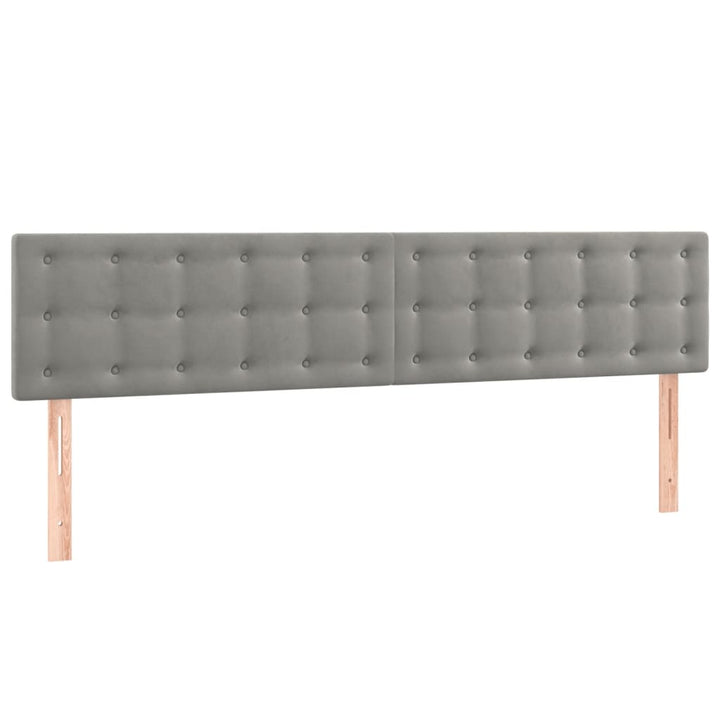 sengegavl med LED-lys 180x5x78/88 cm velour lysegrå