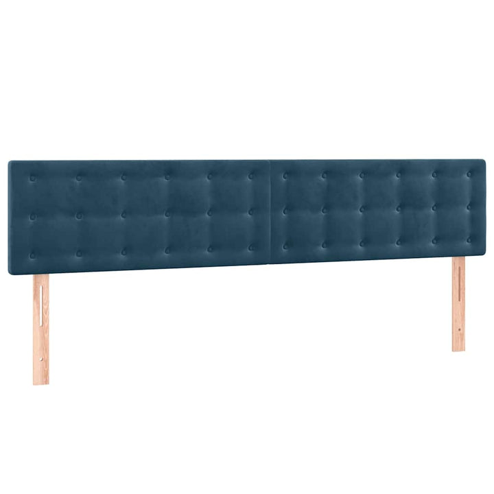 sengegavl med LED-lys 180x5x78/88 cm fløjl mørkeblå