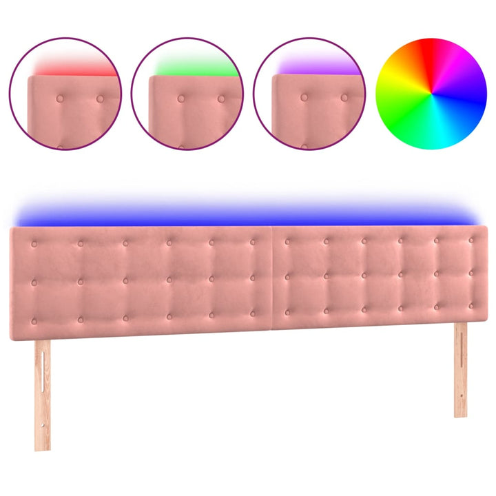 sengegavl med LED-lys 180x5x78/88 cm fløjl lyserød
