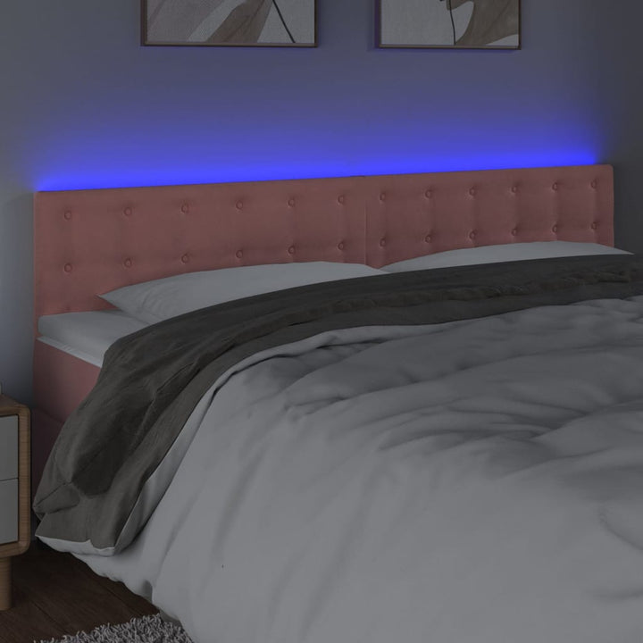 sengegavl med LED-lys 180x5x78/88 cm fløjl lyserød