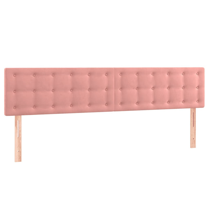 sengegavl med LED-lys 200x5x78/88 cm velour lyserød