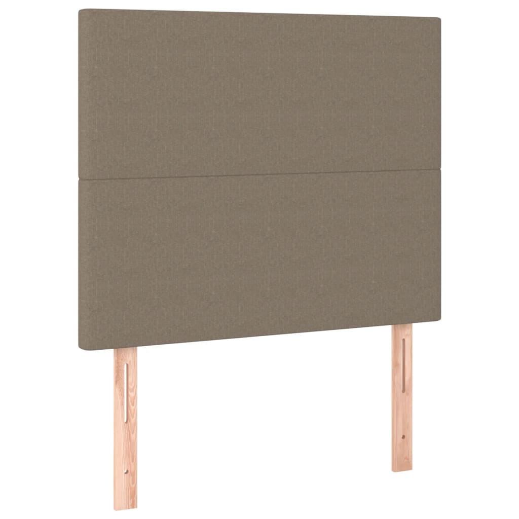 sengegavl med LED-lys 80x5x118/128 cm stof gråbrun