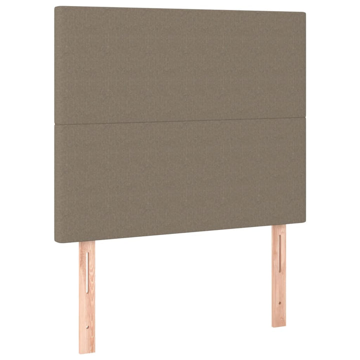 sengegavl med LED-lys 80x5x118/128 cm stof gråbrun