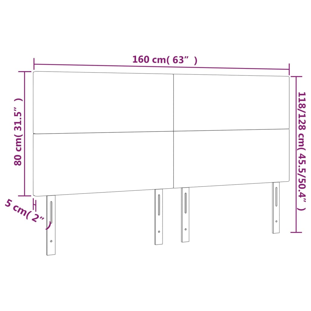 sengegavl med LED-lys 160x5x118/128 cm stof cremefarvet