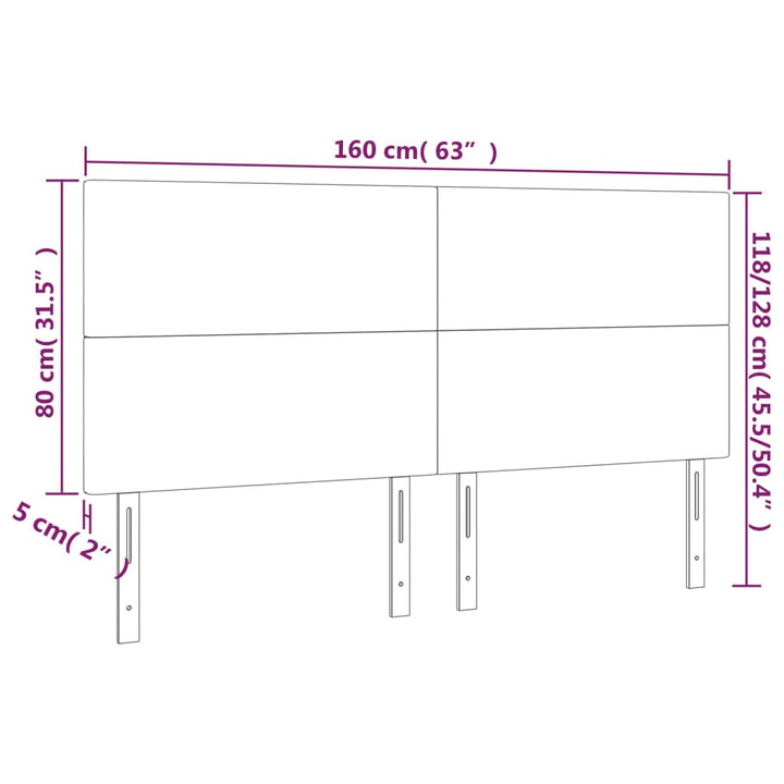 sengegavl med LED-lys 160x5x118/128 cm stof cremefarvet