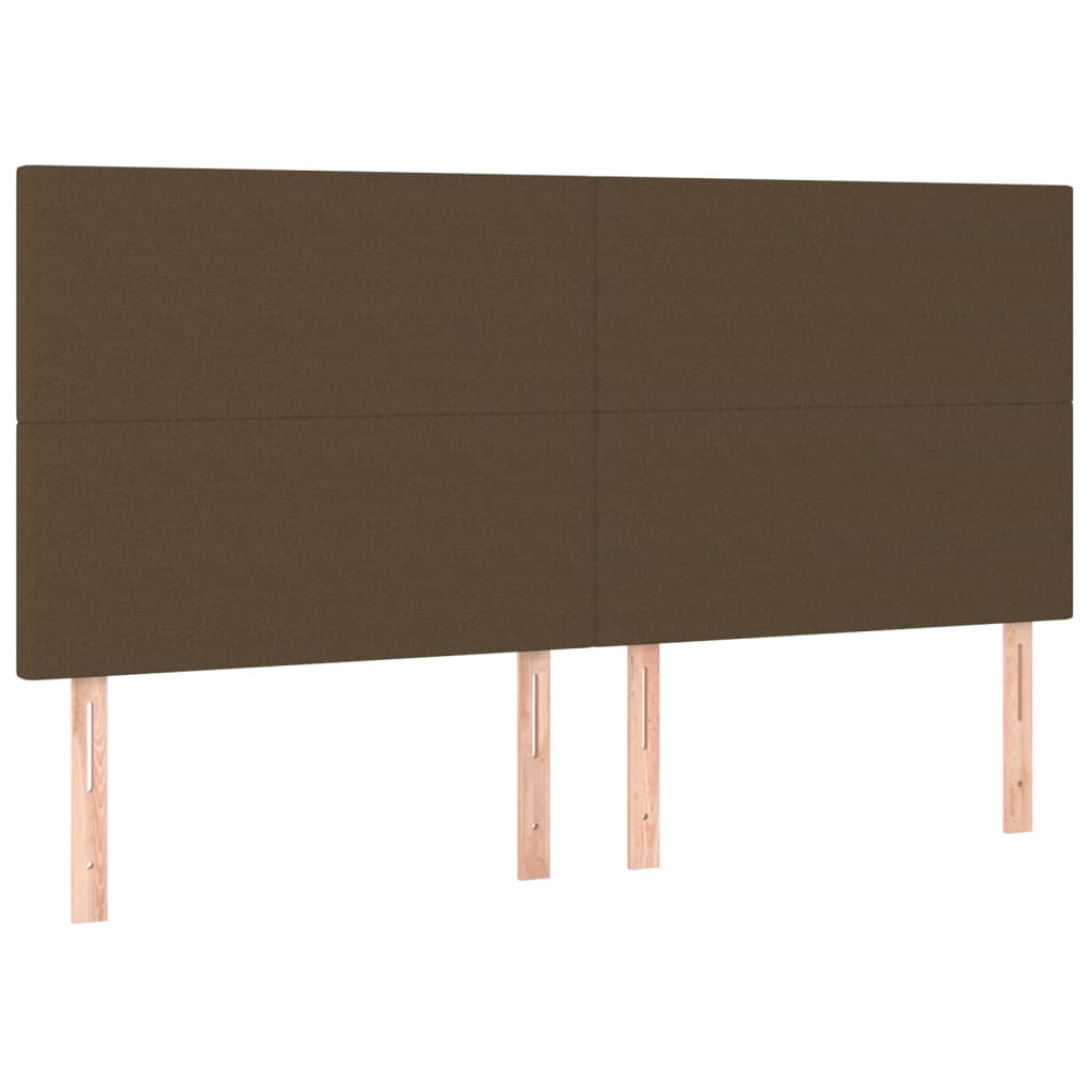 sengegavl med LED-lys 180x5x118/128 cm stof mørkebrun