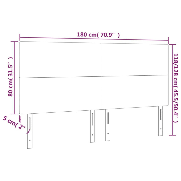 sengegavl med LED-lys 180x5x118/128 cm stof mørkebrun