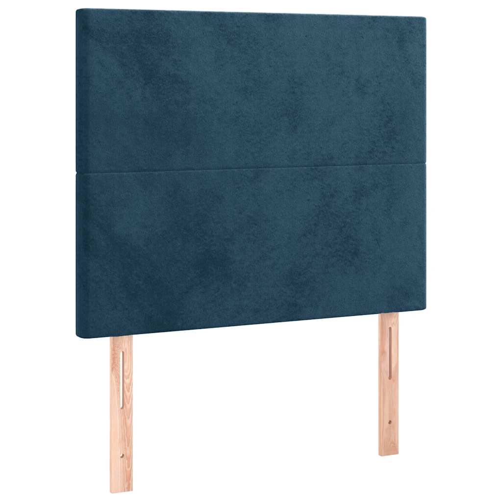 sengegavl med LED-lys 80x5x118/128 cm fløjl mørkeblå