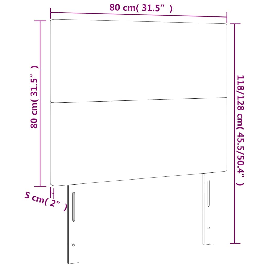 sengegavl med LED-lys 80x5x118/128 cm fløjl mørkeblå