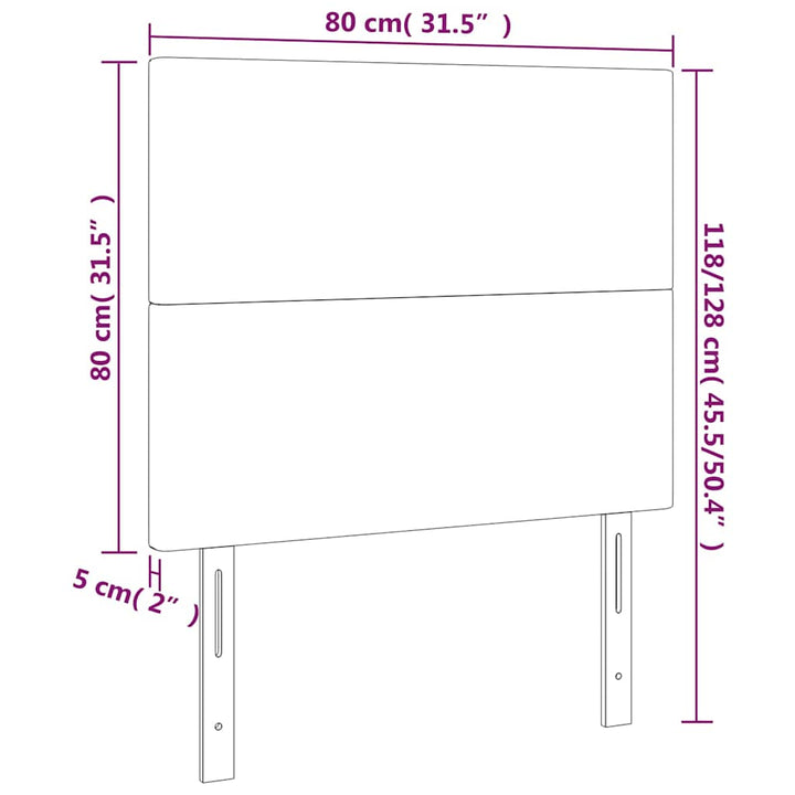 sengegavl med LED-lys 80x5x118/128 cm fløjl mørkeblå