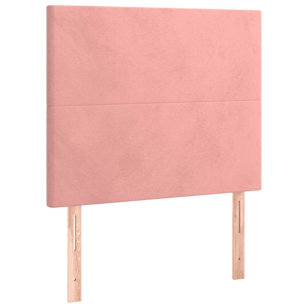 sengegavl med LED-lys 80x5x118/128 cm fløjl lyserød