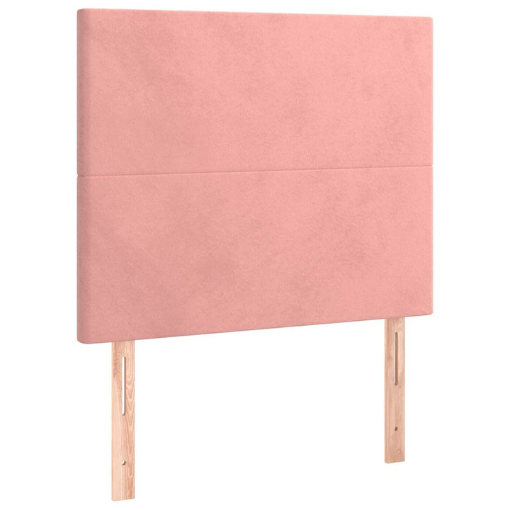 sengegavl med LED-lys 80x5x118/128 cm fløjl lyserød