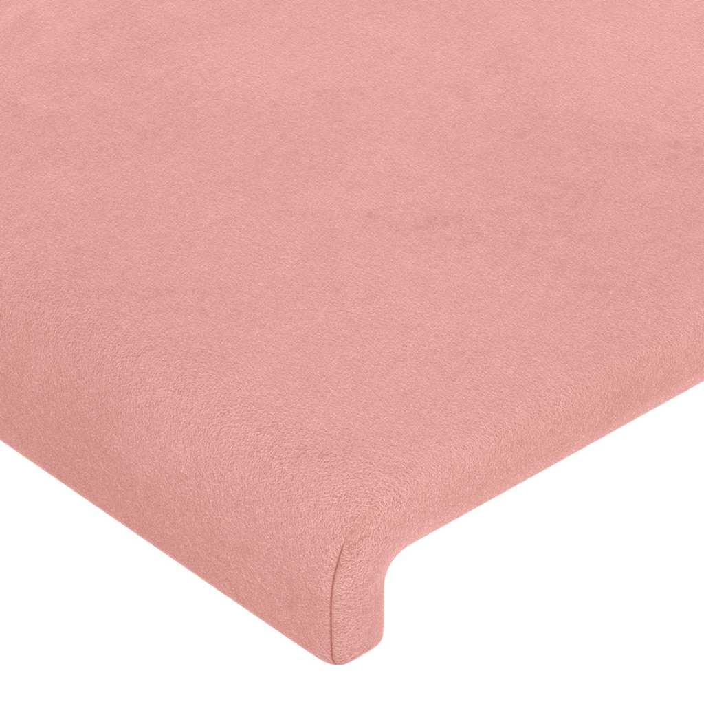 sengegavl med LED-lys 100x5x118/128 cm fløjl lyserød