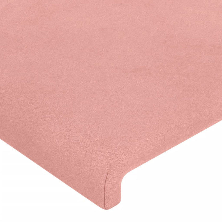 sengegavl med LED-lys 100x5x118/128 cm fløjl lyserød
