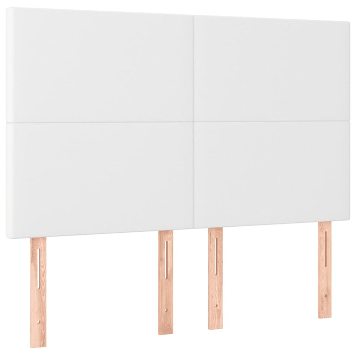 sengegavl med LED-lys 144x5x118/128 cm kunstlæder hvid