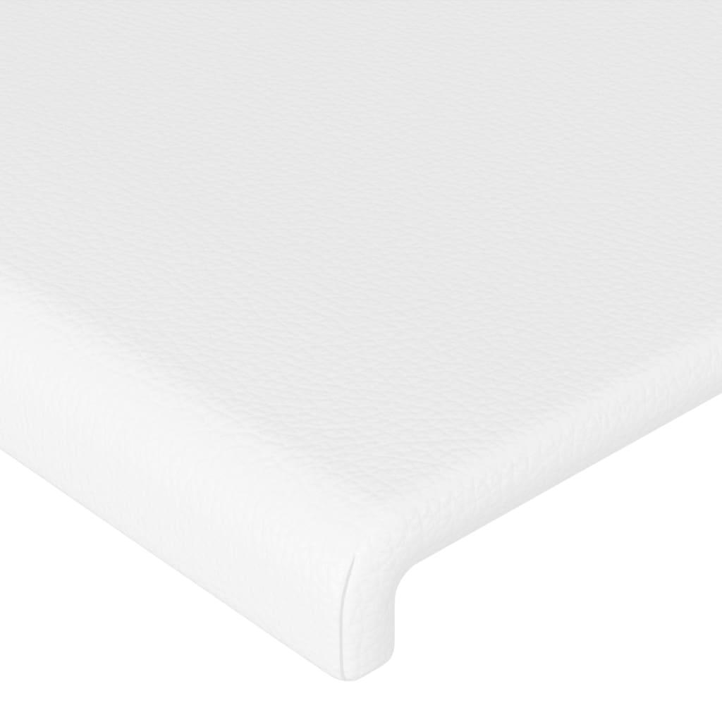 sengegavl med LED-lys 144x5x118/128 cm kunstlæder hvid