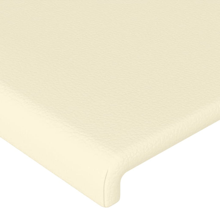 sengegavl med LED-lys 180x5x118/128 cm kunstlæder cremefarvet