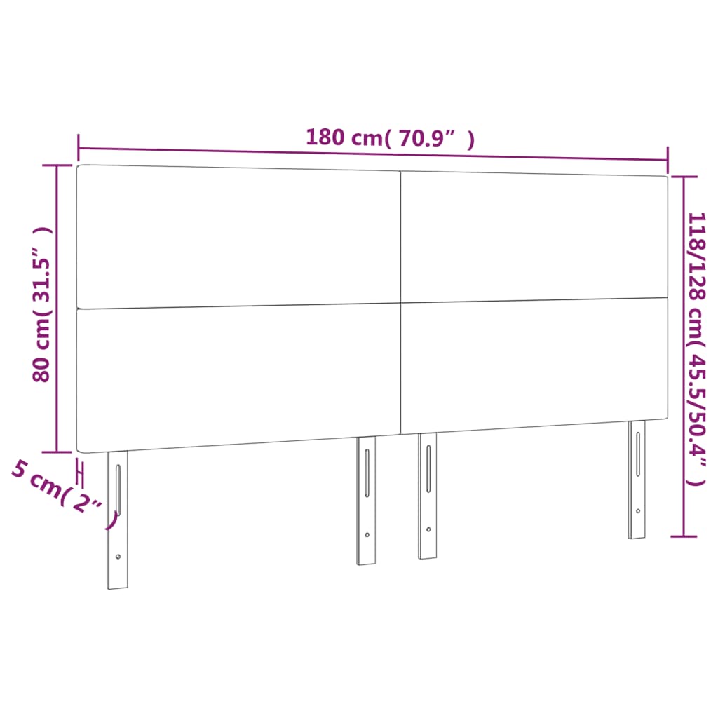 sengegavl med LED-lys 180x5x118/128 cm kunstlæder grå