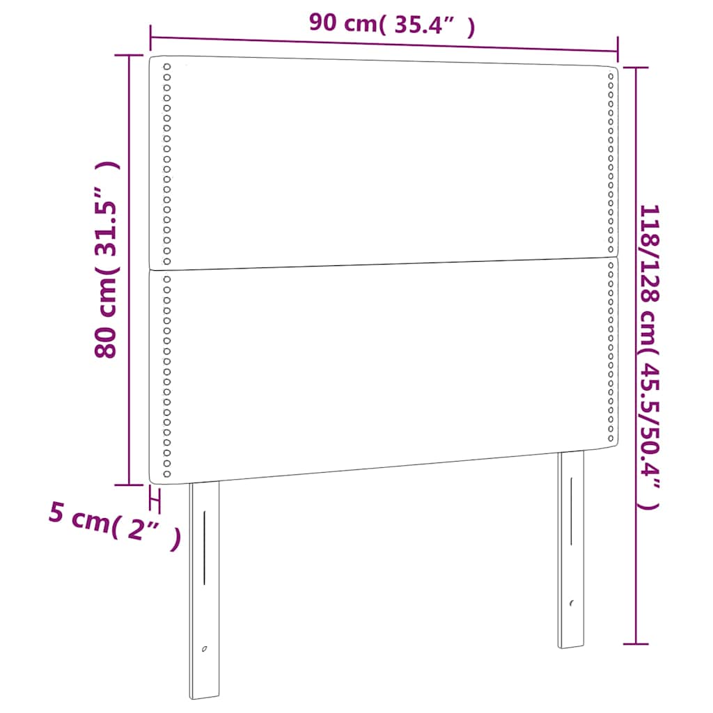 sengegavl med LED-lys 90x5x118/128 cm stof gråbrun