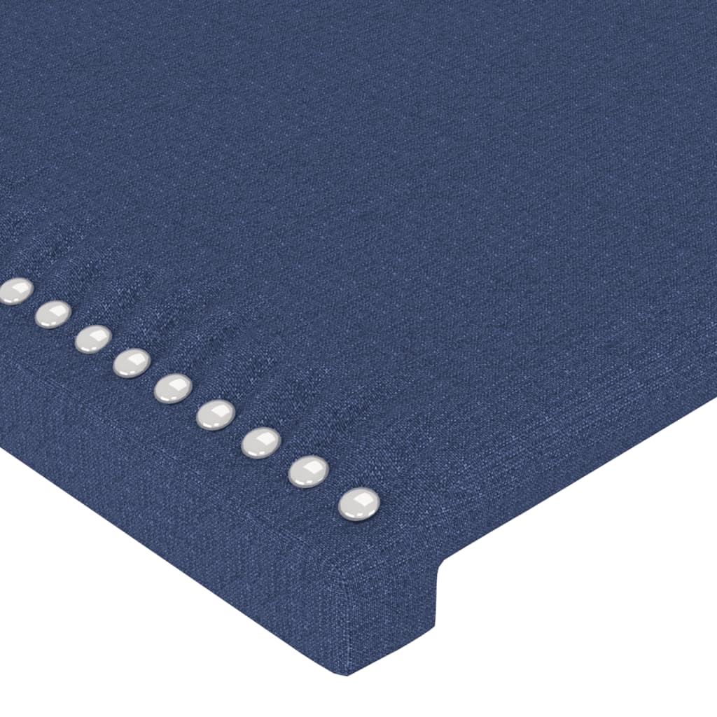 sengegavl med LED-lys 90x5x118/128 cm stof blå