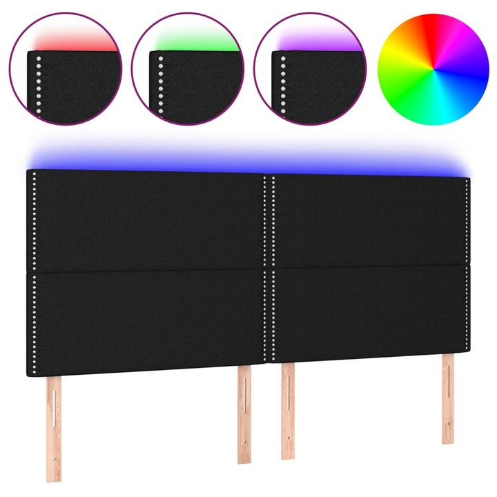 sengegavl med LED-lys 160x5x118/128 cm stof sort