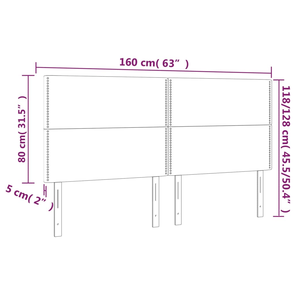 sengegavl med LED-lys 160x5x118/128 cm stof sort