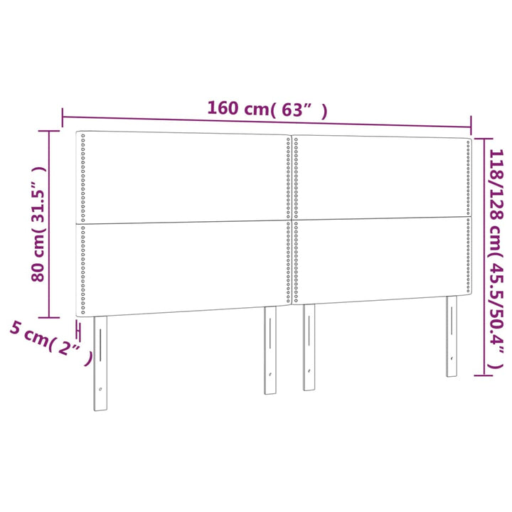 sengegavl med LED-lys 160x5x118/128 cm stof sort