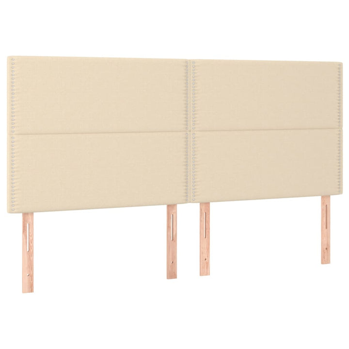 sengegavl med LED-lys 180x5x118/128 cm stof cremefarvet