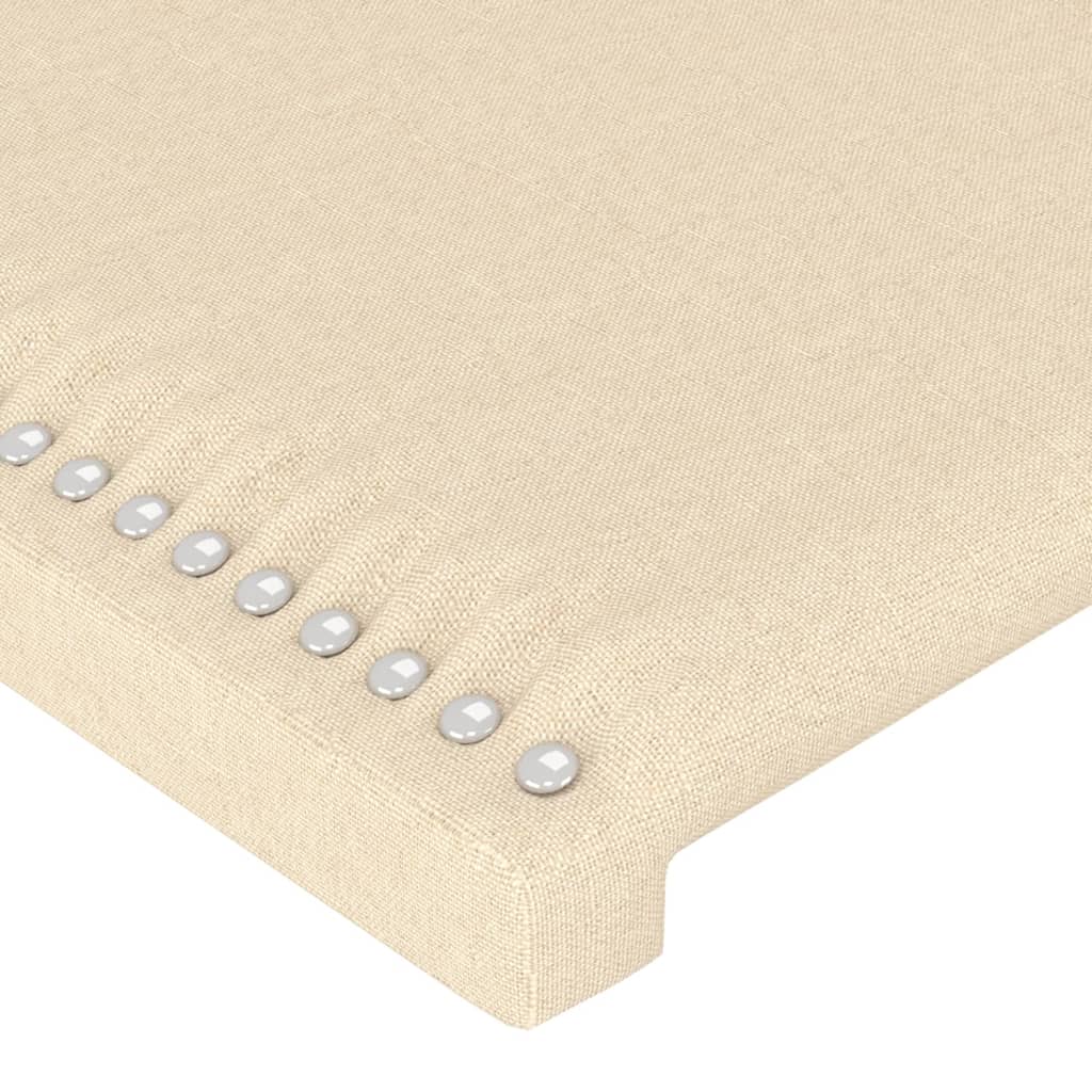 sengegavl med LED-lys 180x5x118/128 cm stof cremefarvet