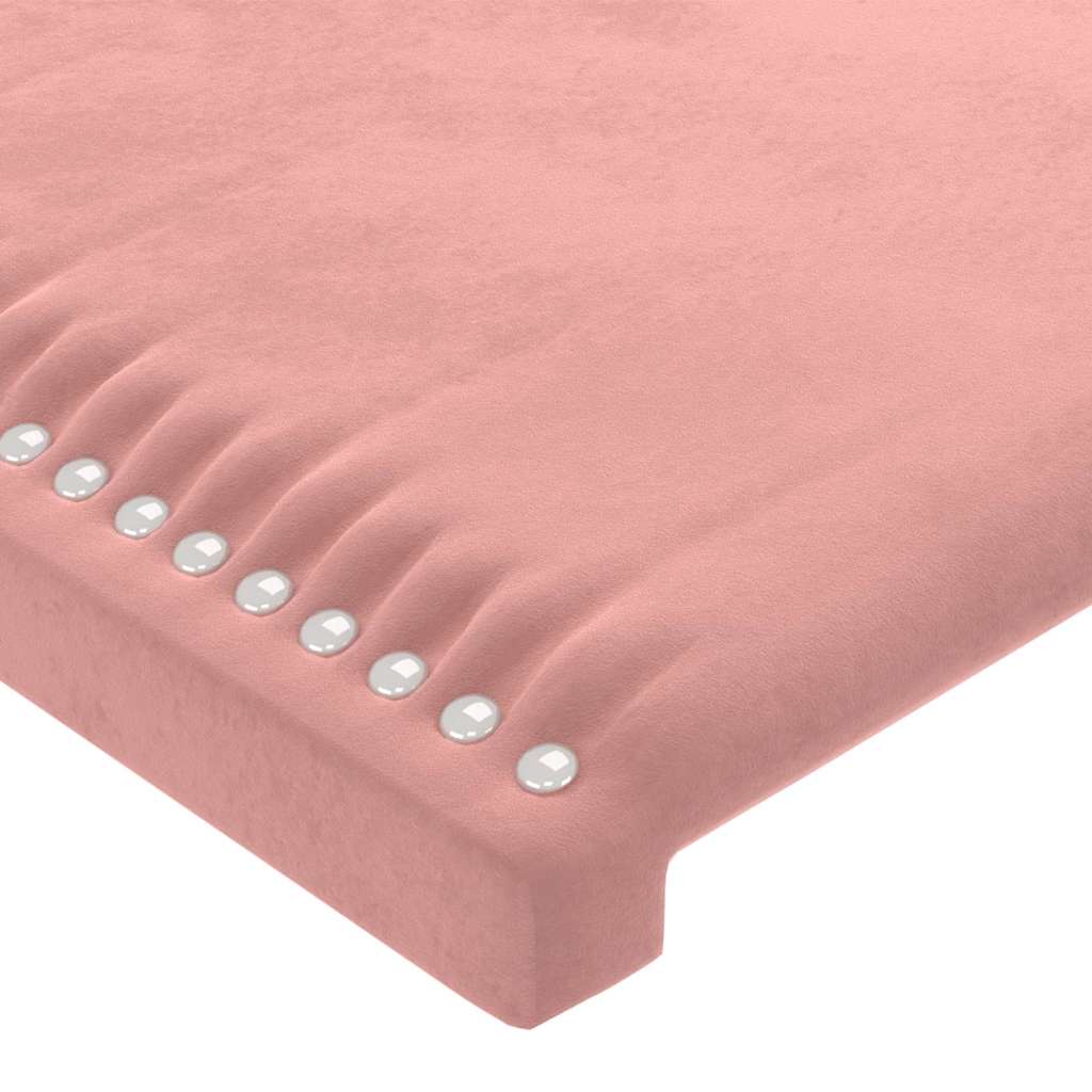 sengegavl med LED-lys 90x5x118/128 cm fløjl lyserød