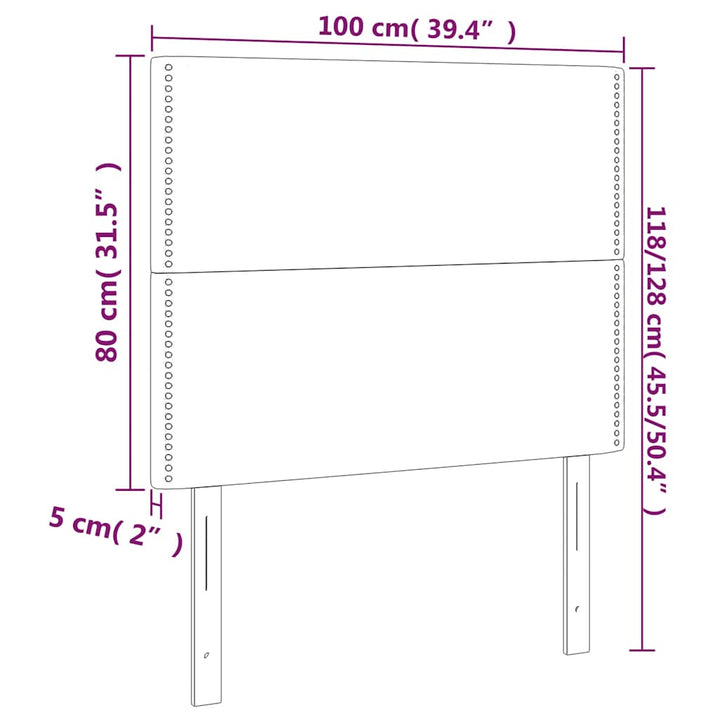 sengegavl med LED-lys 100x5x118/128 cm fløjl mørkegrøn
