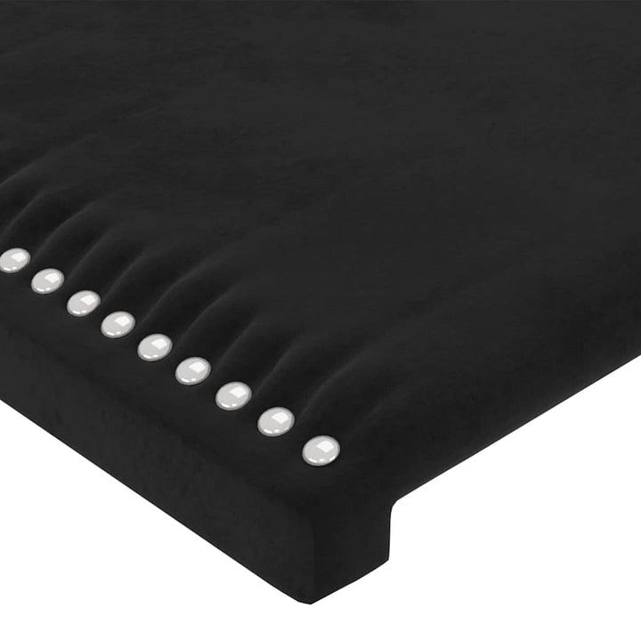 sengegavl med LED-lys 144x5x118/128 cm fløjl sort