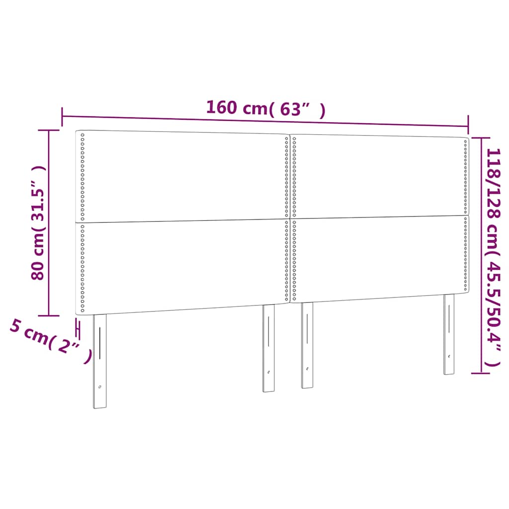sengegavl med LED-lys 160x5x118/128 cm fløjl mørkeblå