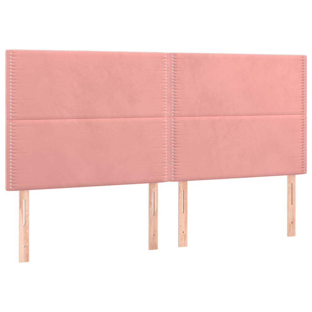 sengegavl med LED-lys 160x5x118/128 cm fløjl lyserød