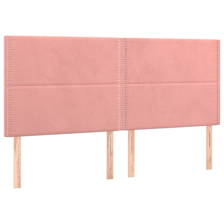 sengegavl med LED-lys 160x5x118/128 cm fløjl lyserød