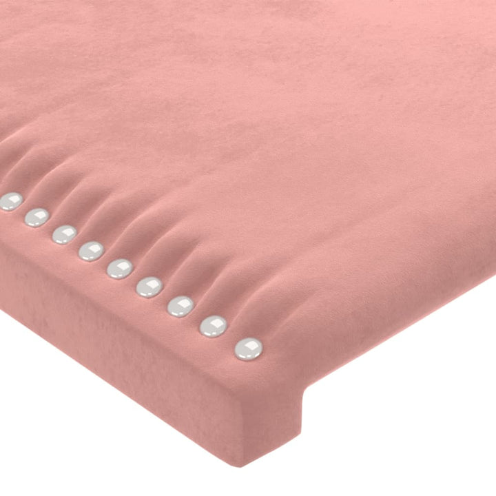 sengegavl med LED-lys 160x5x118/128 cm fløjl lyserød