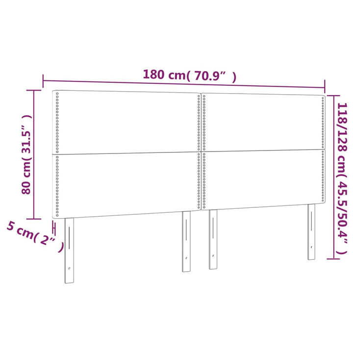 sengegavl med LED-lys 180x5x118/128 cm fløjl mørkegrå